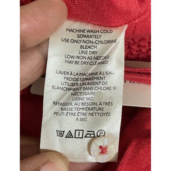 Anthropologie Maeve Bustier Crop Top M Red Linen Blend Lightweight Resort Summer - Picture 5 of 7